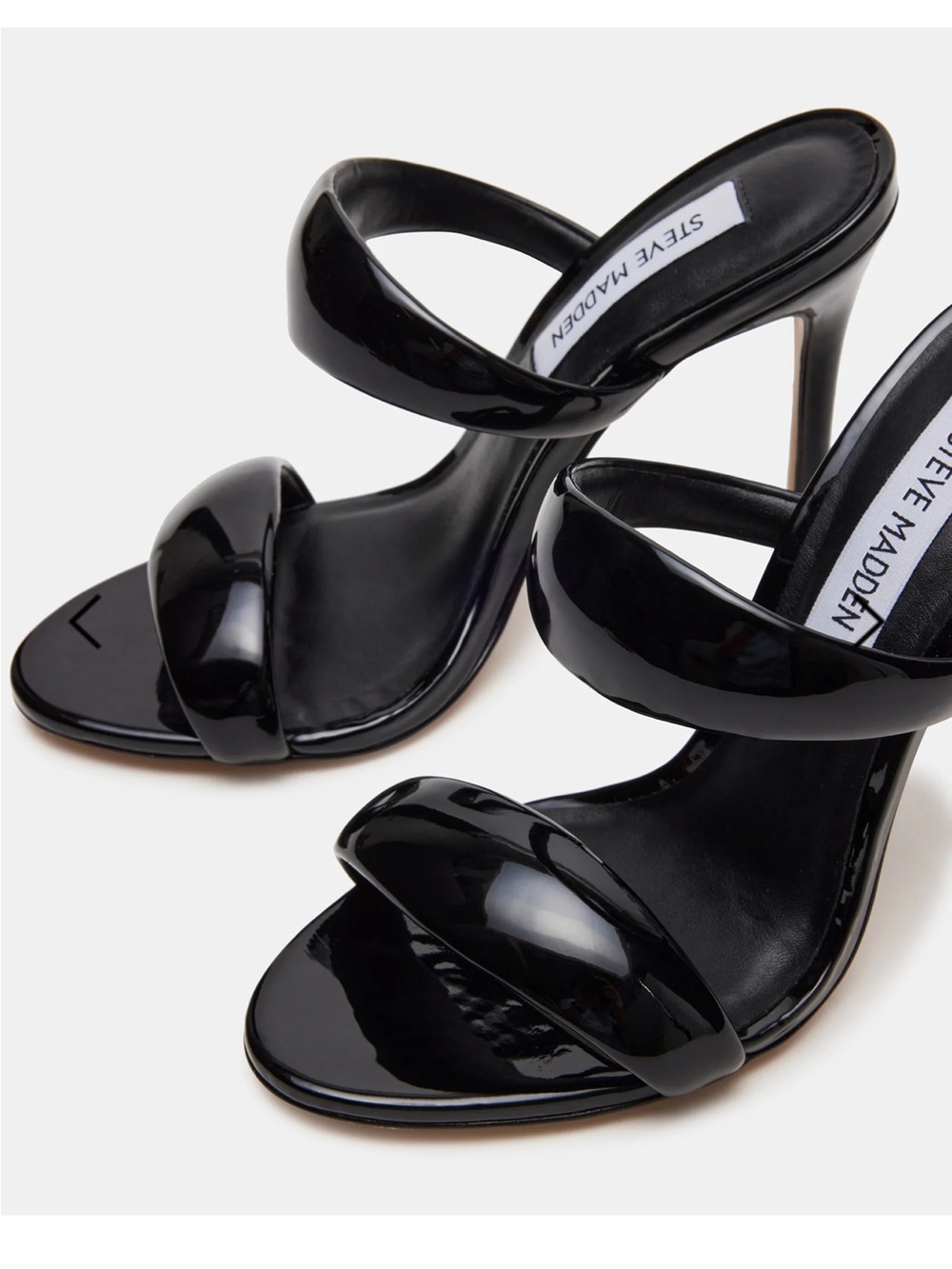 Steve Madden BLACK SATURN Two-Strap High Heel Sandals